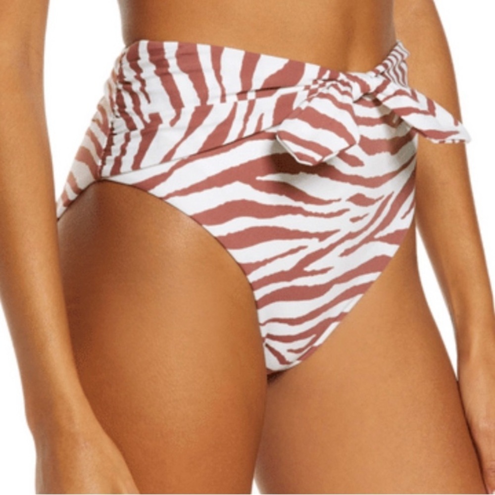 NWT Veronica Beard Azoia Tie Front High Rise Rust Swim Bikini Bottom Size M